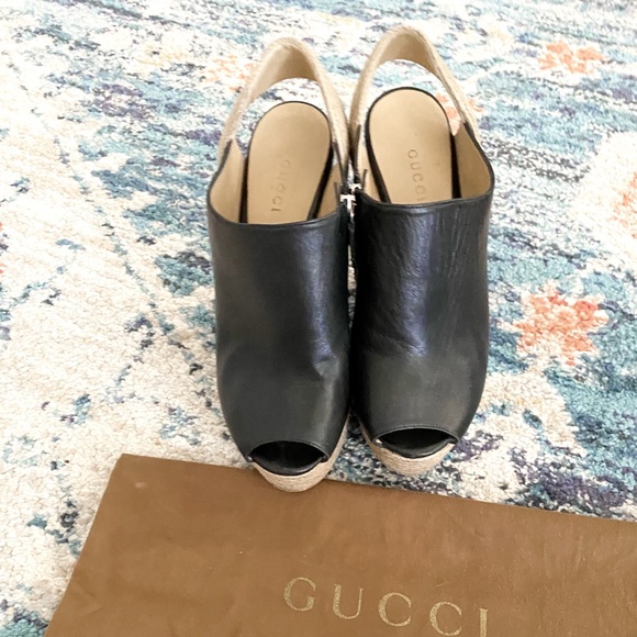 Gucci leather platform espadrille sandals 37 - Picture 4 of 12